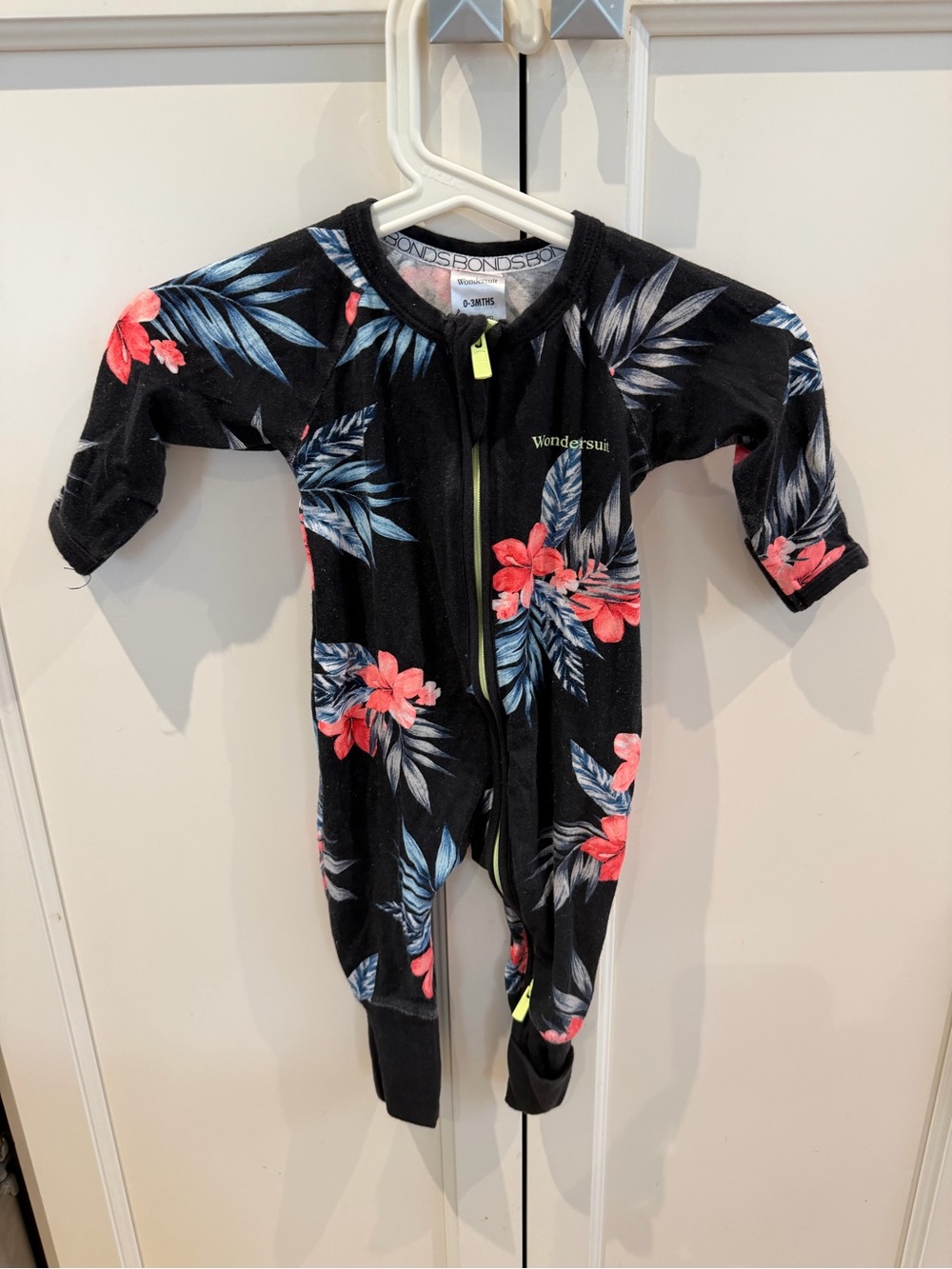 Bonds 0-3m Black Floral Zip-Front Kids One-Piece